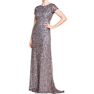 Adrianna Papell All over sequin dress silver